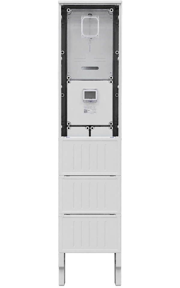 Csatári Plast PVT-K-L Fm-40-U szabadon álló fogyasztásmérő szekrény, 80 A, földkábeles, 400 mm széles